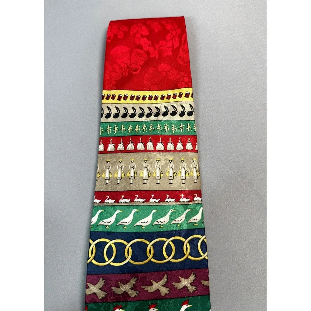 Mark Alexander Men's Silk Necktie Twelve Days of Christmas Holiday Party Festive